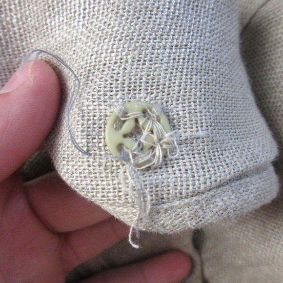 Maje Metallic Blazer Linen Top Jacket Women 2 M Beige Crop Peplum Office y2k 290 - Picture 10 of 13